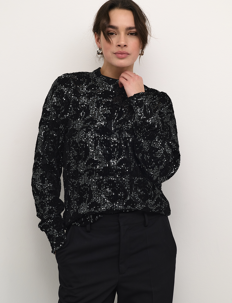 Kaffe KAgrit Sequin Blouse - Kaffe - BLACK/DARK SILVER SEQUIN / black