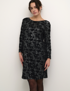 Kaffe KAgritt Sequin Dress - Kaffe - BLACK/DARK SILVER SEQUIN / black