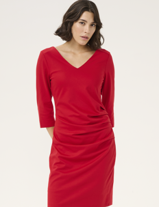 Kaffe KAindia V-neck 3/4 SL Dress - Kaffe - HAUTE RED / red