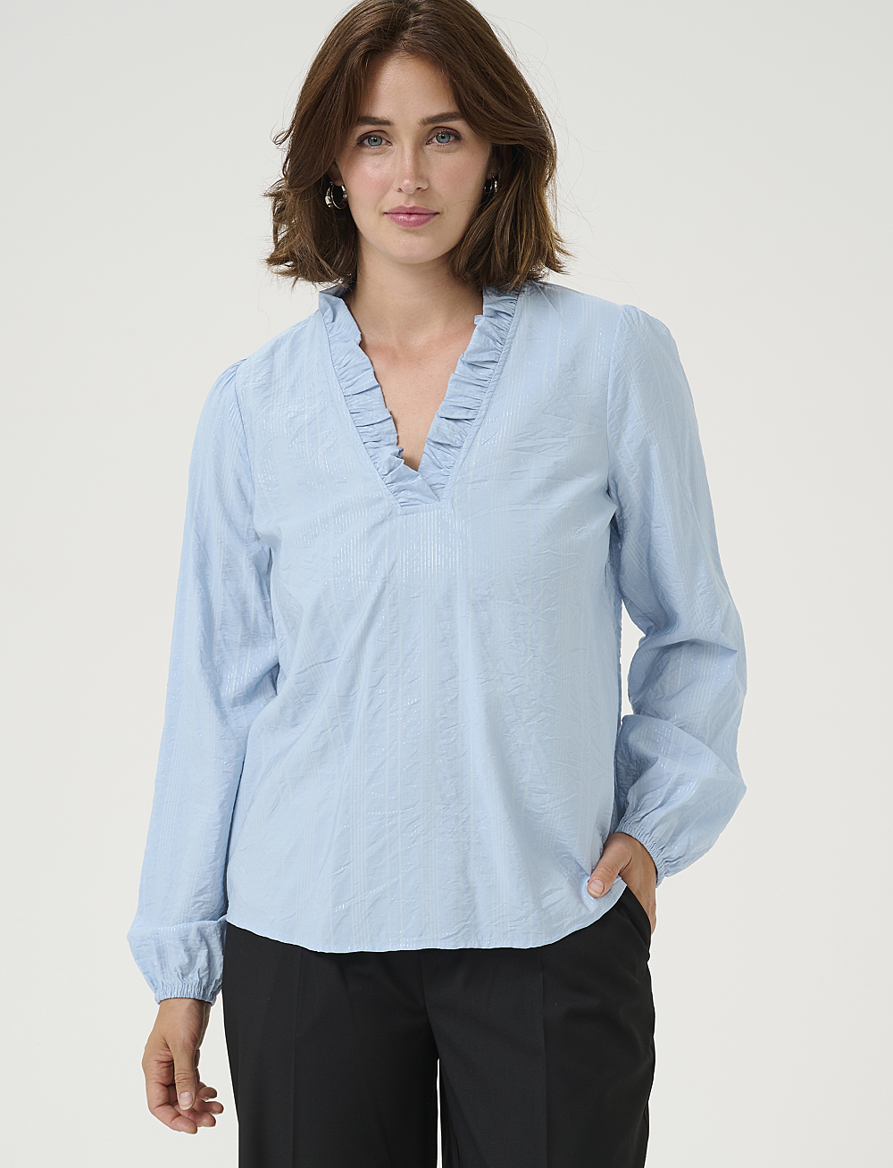 Kaffe - KAsanni Blouse - langermede bluser - soft chambray - 0