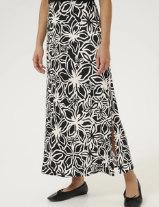 Kaffe KAvera Skirt - Kaffe - BLACK / LIGHT BEIGE FLOWER / black