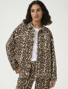 Kaffe KAleonora Denim Jacket - Kaffe - NATUREL LEOPARD PRINT / beige