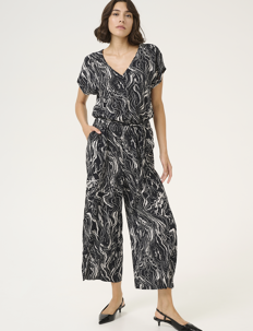 Kaffe KAmira Plain Weave Jumpsuit Printed - Kaffe - BLACK/CHALK GRAPHIC PRINT / black