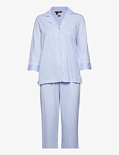 Lauren Ralph Lauren Homewear LRL HERITAGE 3/4 SL CLASSIC NOTCH PJ SET - Julegaver til kvinner - FRENCH BLUE/WHITE STRIPE / blue