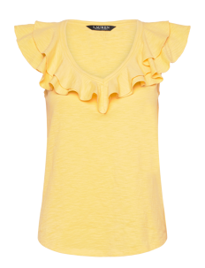 Lauren Ralph Lauren Ruffle-Trim Slub Jersey Sleeveless Tee - Ermeløse topper - PRIMROSE YELLOW / yellow