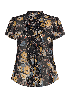 Lauren Ralph Lauren Floral Ruffle-Trim Georgette Blouse - Kolleksjoner - BLACK MULTI / multi