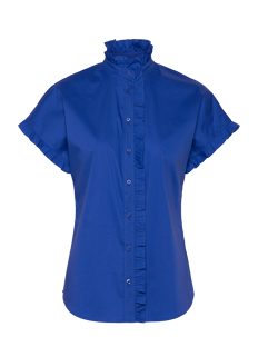 Lauren Ralph Lauren Ruffle-Trim Short-Sleeve Shirt - Kortermede skjorter - NEW SAPPHIRE / blue