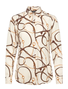 Lauren Ralph Lauren Classic Fit Belting-Print Crepe Shirt - Kortermede skjorter - CREAM MULTI / cream