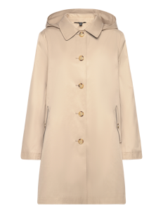 Lauren Ralph Lauren Hooded Cotton-Blend Balmacaan Coat - Kåper - BIRCH TAN / beige