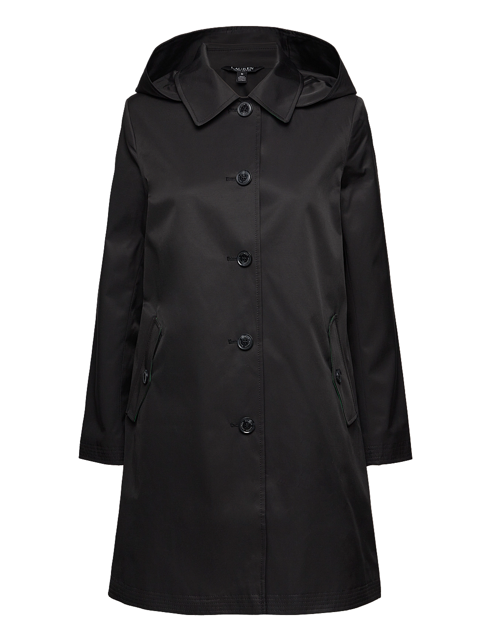 Lauren Ralph Lauren - Hooded Cotton-Blend Balmacaan Coat - tynnere kåper - black - 0