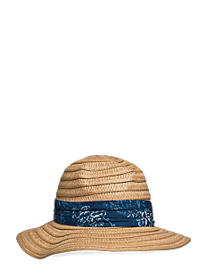 Lauren Ralph Lauren Straw Fedora - Stråhatter - NATURAL/BLUE FLOR / beige