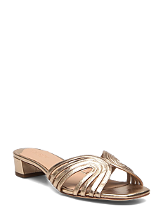 Lauren Ralph Lauren Fay Metallic Leather Multistrap Sandal - Flate sandaler - PLATINUM / gold