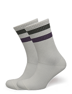 Les Deux Woods Rib Stripe Socks - 2-Pack - Treningssokker - OFF WHITE/ROSIN / white