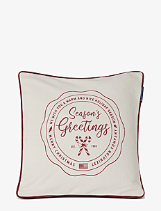 Lexington Home Seasons Greatings Recycled Cotton Pillow Cover - Juletekstiler - OFF WHITE/RED / multi