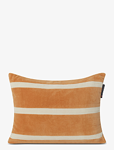 Lexington Home Striped Organic Cotton Velvet Pillow - Tekstiler - MUSTARD/LT BEIGE / orange