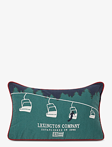 Lexington Home Ski Lift Organic Cotton Twill Pillow - Juletekstiler - GREEN/DK BLUE / green