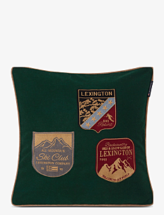 Lexington Home Badge Embroidered Wool Mix Pillow Cover - Juletekstiler - GREEN MULTI / green