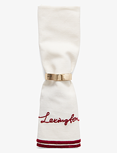 Lexington Home Flower Embroidered Linen/Cotton Napkin - Juletekstiler - WHITE/RED / white