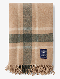 Lexington Home Frame Checked Recycled Wool Throw - Juletekstiler - BEIGE/GREEN/WHITE / beige