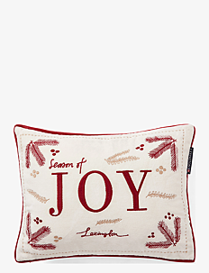 Lexington Home Joy Organic Cotton Velvet 40x30 Pillow - Juletekstiler - SNOW WHITE/RED/BEIGE / cream