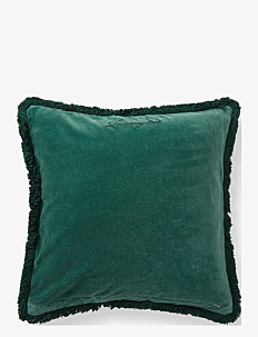 Lexington Home Organic Cotton Velvet Fringe Pillow Cover - Juletekstiler - GREEN / green