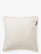 Organic Cotton Velvet Fringe Pillow Cover - SNOW WHITE