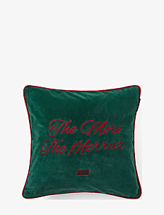 Lexington Home The Merrier Organic Cotton Velvet Pillow Cover - Juletekstiler - GREEN/RED / green