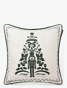 Lexington Home Nutcracker Organic Cotton Pillow Cover - Juletekstiler - SNOW WHITE/GREEN / white