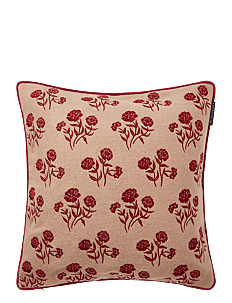 Lexington Home Flower Embroidered Wool Mix Pillow Cover - Juletekstiler - BEIGE/RED / brown