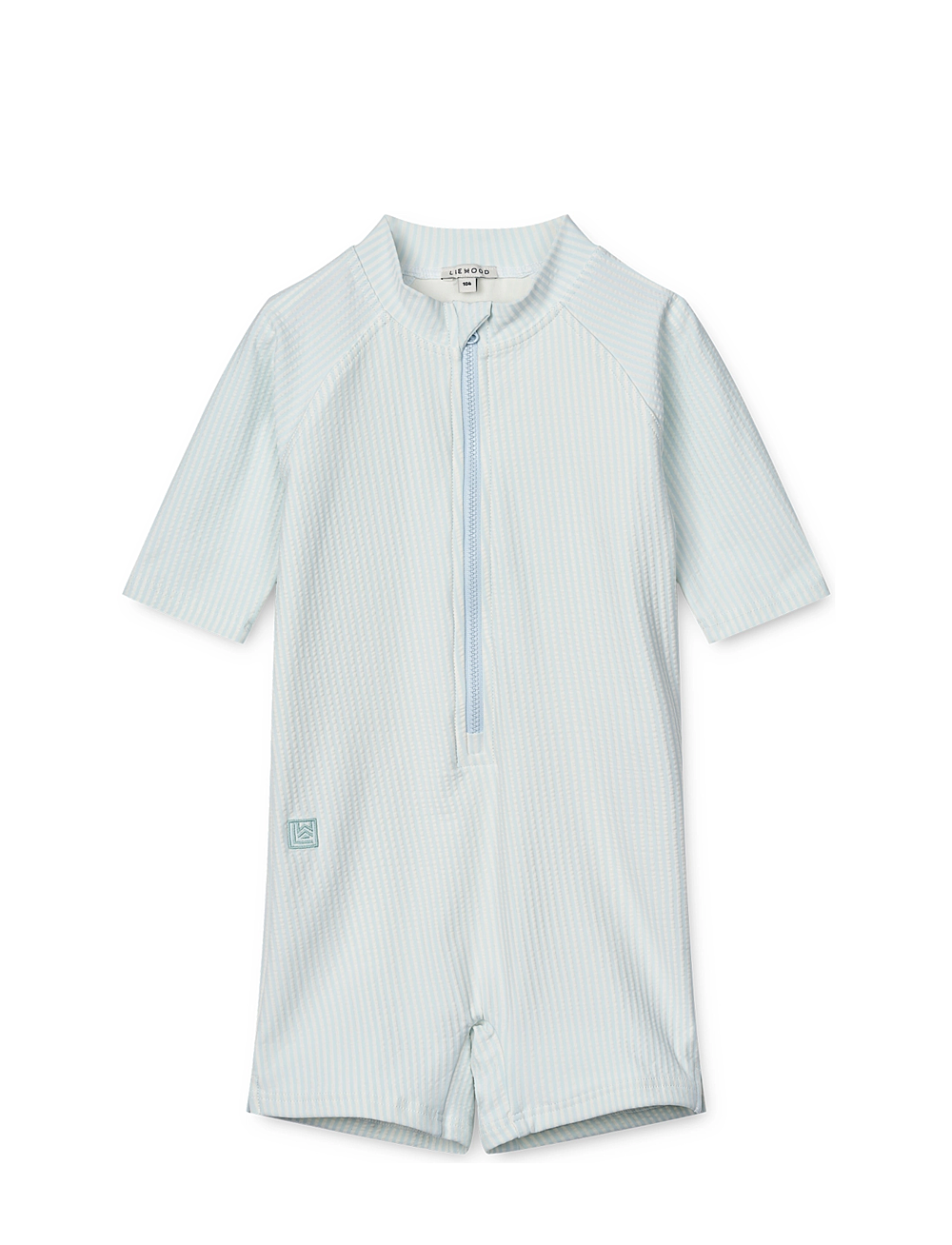 Liewood - Max Seersucker Shortsleeve Swim Jumpsuit - badedrakter - y/d stripe pure sky / creme de la creme - 0