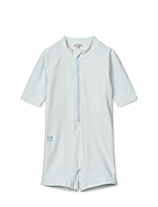 Max Seersucker Shortsleeve Swim Jumpsuit - Y/D STRIPE PURE SKY / CREME DE LA CREME