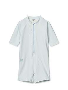 Liewood Max Seersucker Shortsleeve Swim Jumpsuit - Klær - Y/D STRIPE PURE SKY / CREME DE LA CREME / blue