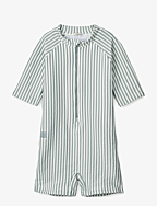 Max Seersucker Shortsleeve Swim Jumpsuit - Y/D STRIPE: SEA BLUE/WHITE