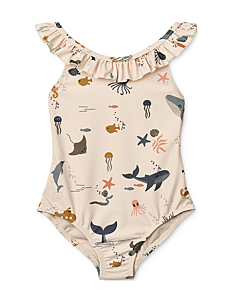 Liewood Kallie Printed Swimsuit - Klær - SEA CREATURE / SANDY / beige