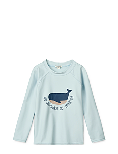 Liewood Noah Placement Longsleeve Swim Tee - Klær - IT COMES IN WAVES / PURE SKY / blue