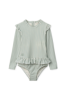 Liewood Sille Seersucker Swimsuit - Klær - Y/D STRIPE PEPPERMINT / CREME DE LA CREME / green