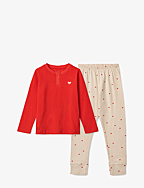 Wilhelm Printed Pyjamas Set - HOLIDAY BOW SANDY / APPLE RED