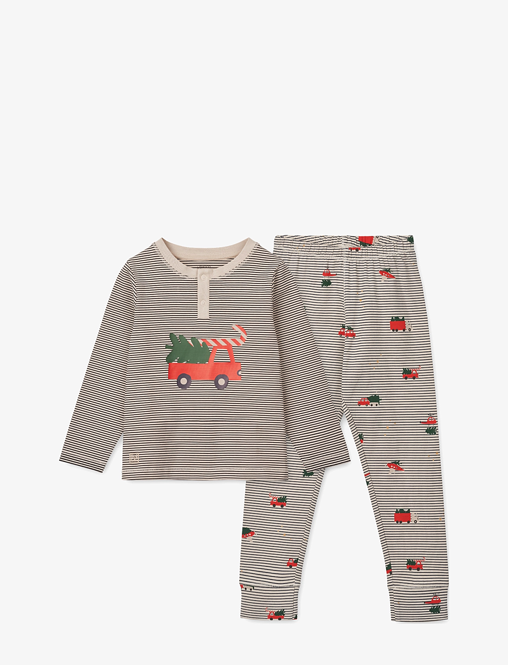 Liewood - Wilhelm Printed Pyjamas Set - sett - holiday vehicle  / stripe navy - 0