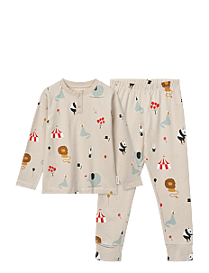 Liewood Wilhelm Printed Pyjamas Set - Klær - CIRCUS / SANDY / beige