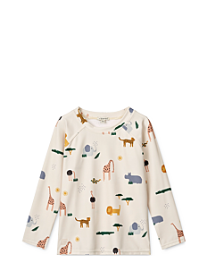 Liewood Noah Printed Longsleeve Swim Tee - Klær - SAFARI SANDY MIX / beige