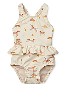 Liewood Amina Baby Printed Swimsuit - Klær - DREAM / ECRU / beige