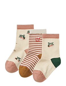 Liewood Silas Socks 3-Pack - Klær - PEACH SEA SHELL MIX / beige