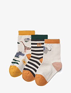 Liewood Silas Socks 3-Pack - Klær - SAFARI / SANDY MIX / cream