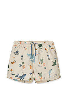 Liewood Aiden Printed Board Shorts - Klær - SEA CREATURE / SANDY / beige