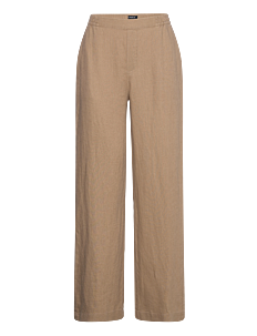 Lindex Trousers Bella pure linen - Rette bukser - DARK DUSTY BEIGE / beige