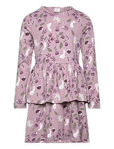 Lindex Dress l s peplum AOP - Kolleksjoner - LIGHT DUSTY LILAC / purple