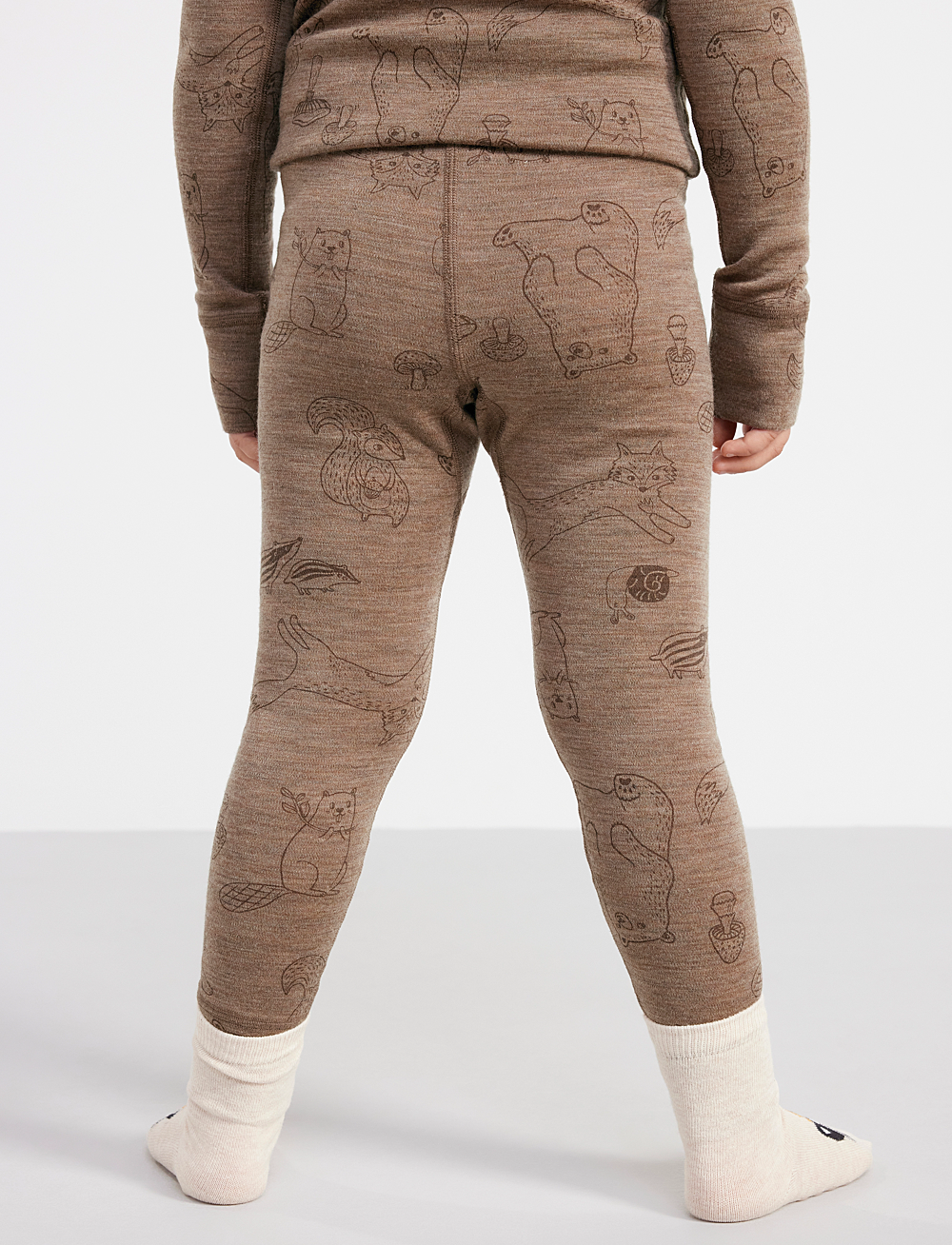 Lindex - Longjohns merino wool aop - base layer underdeler - brown melange - 5