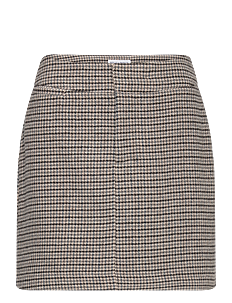 Lindex Skirt Tuva Check - Kolleksjoner - LIGHT DUSTY GREY / brown