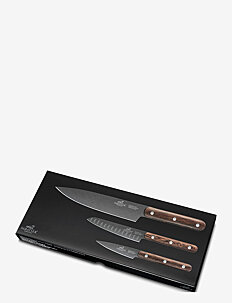 Lion Sabatier Knife set Phenix 3-pack - Knivsett - BLACK/WOOD / brown