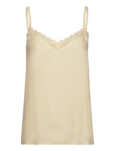 Lollys Laundry VianeLL Top SL - Ermeløse topper - WHITE / yellow